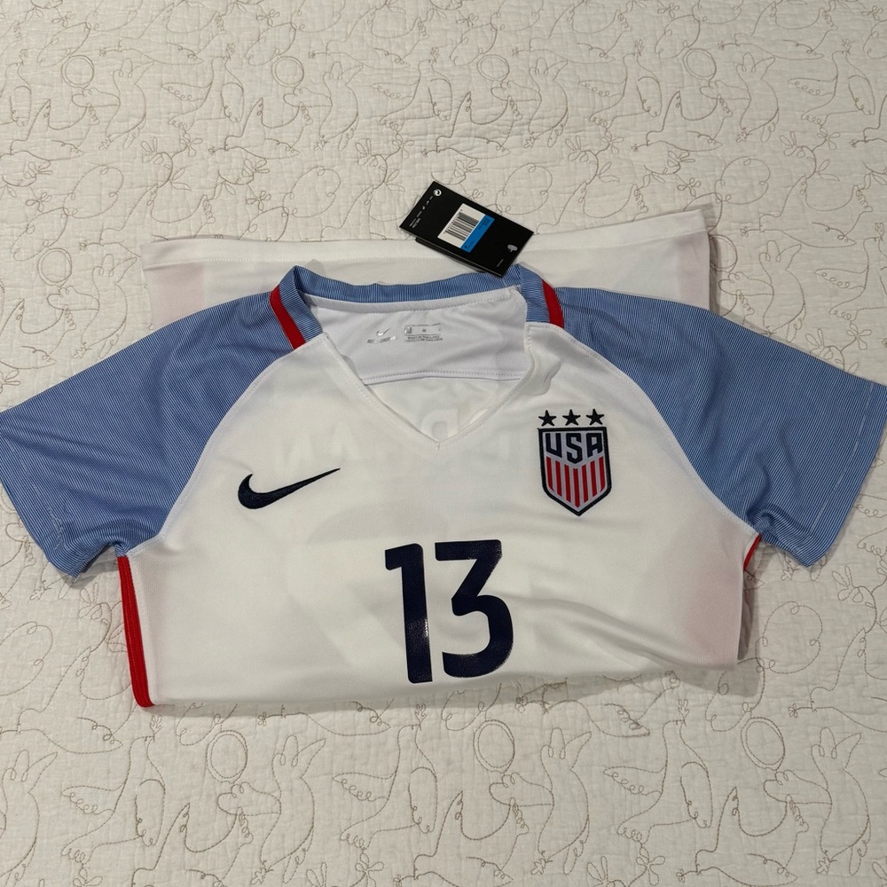 Nike White and Blue Soccer Jersey